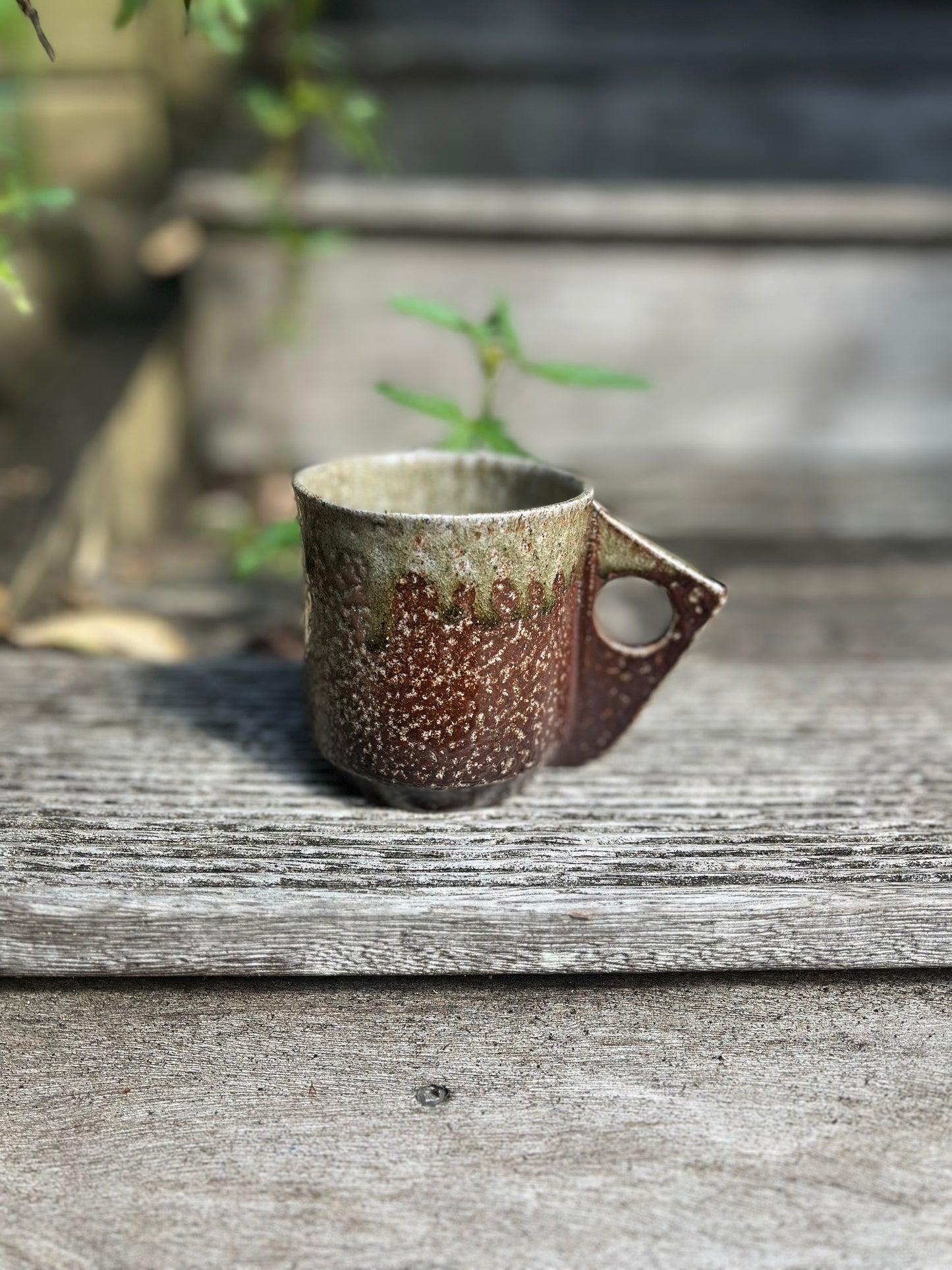 Salt glazed mug - bronze green