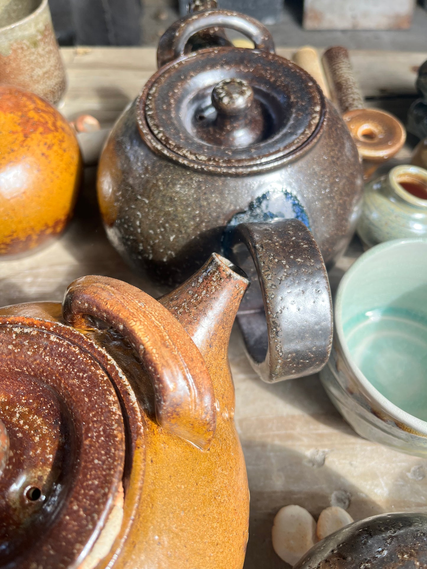 Salt glazed teapot - bronze