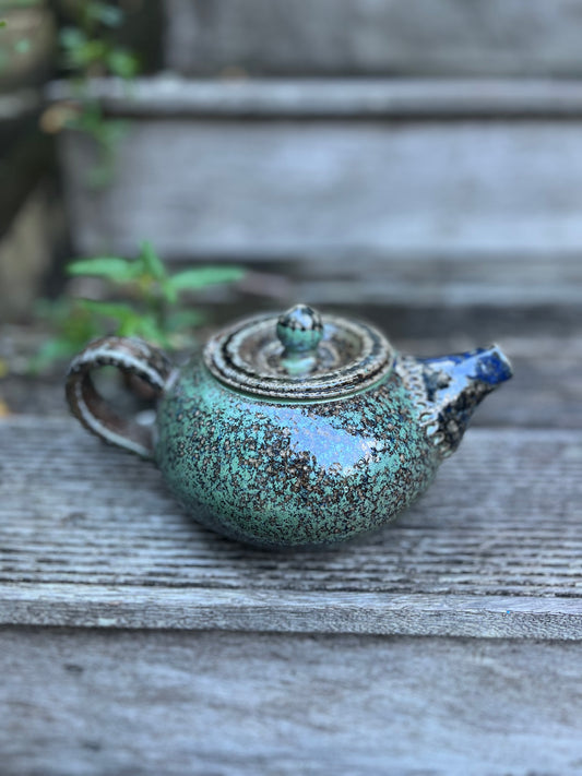 Salt glazed teapot - green