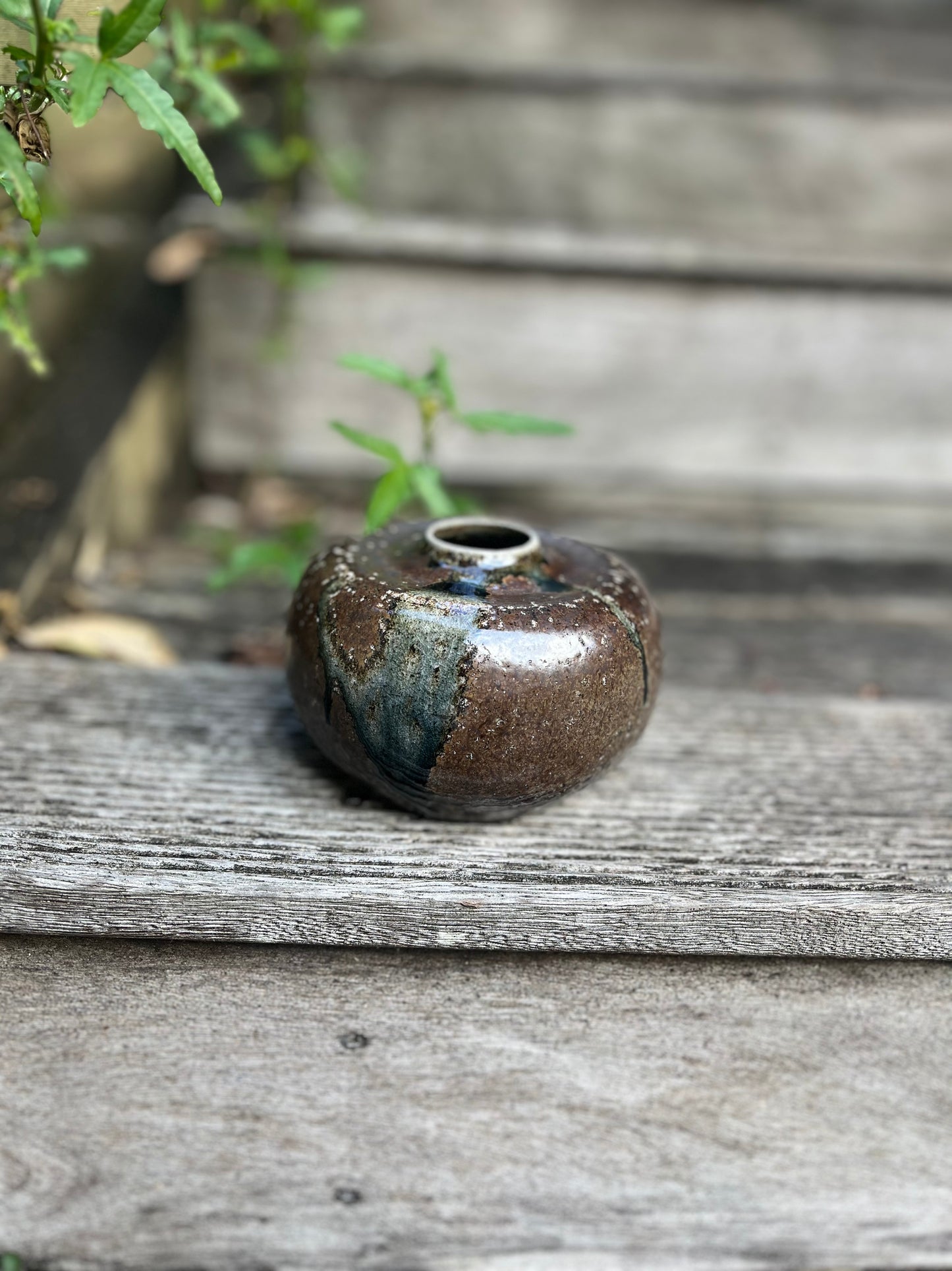 Salt glazed vase - mottled bronze