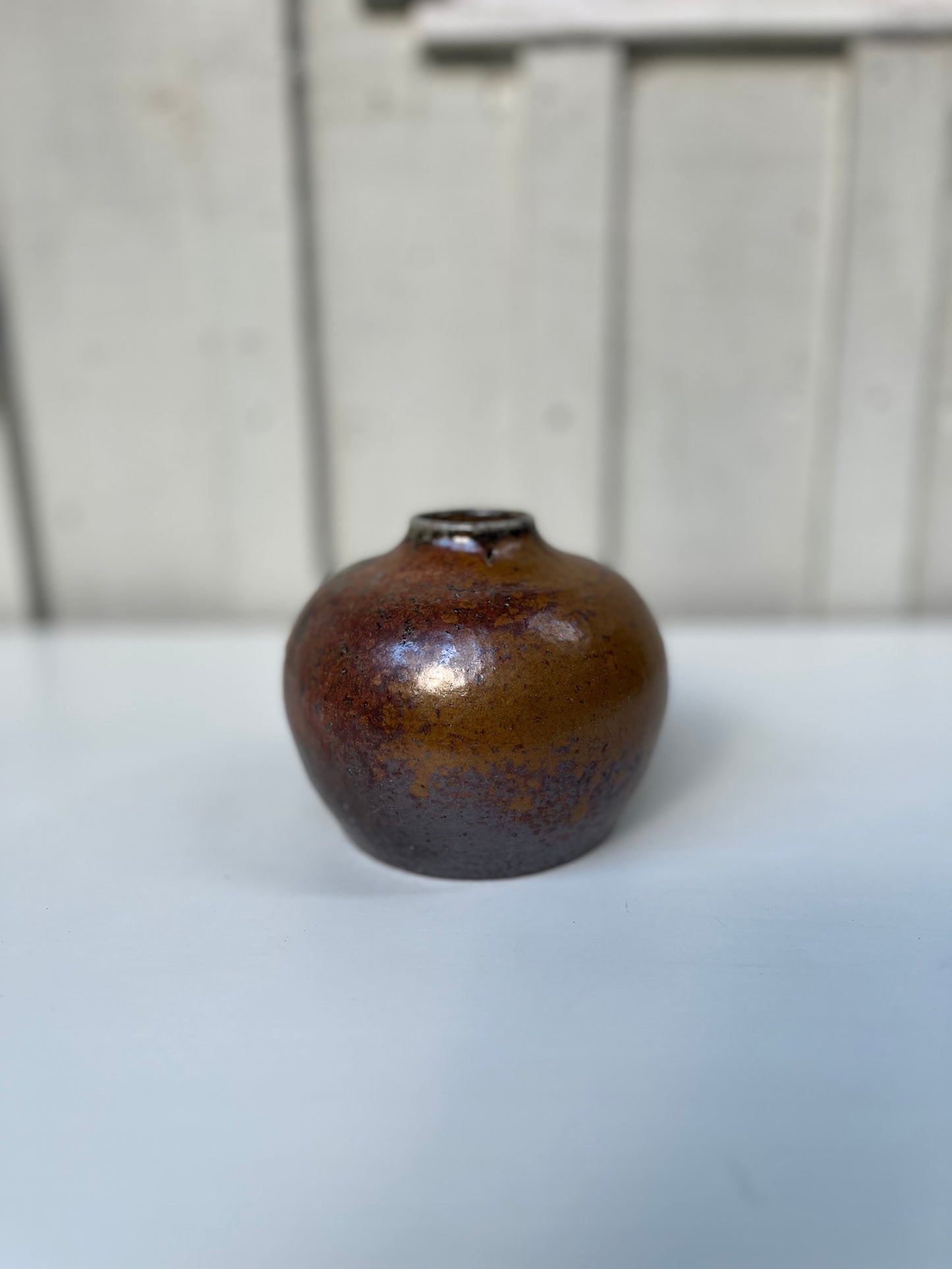 Salt glazed vase - burnt orange