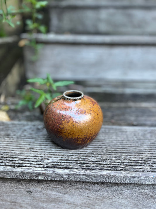 Salt glazed vase - burnt orange