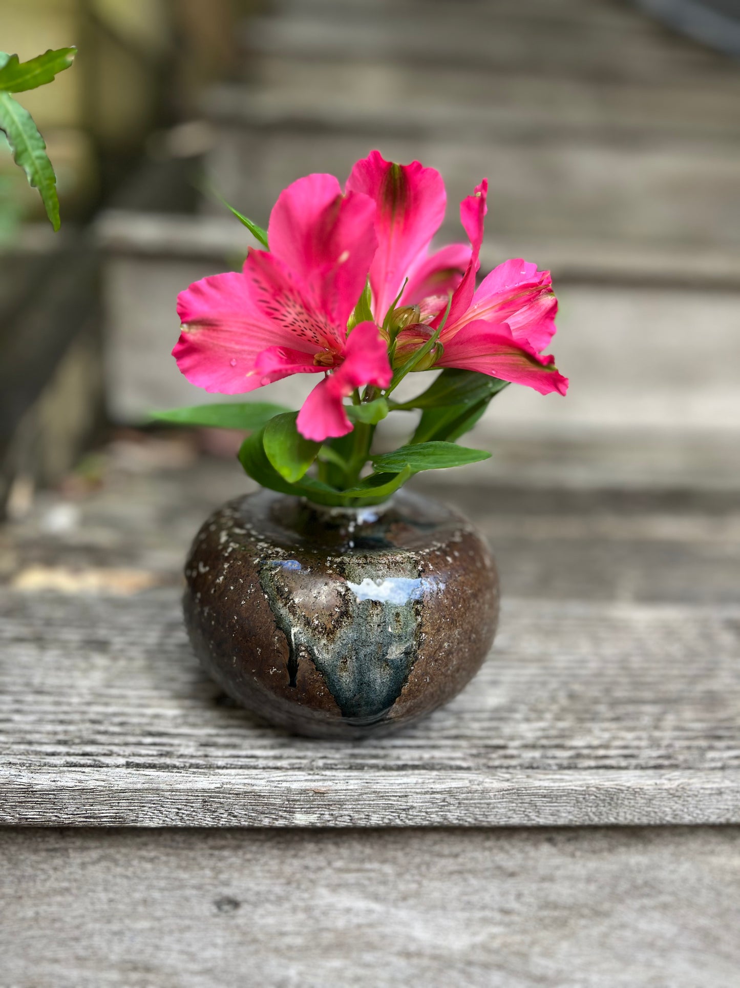 Salt glazed vase - mottled bronze