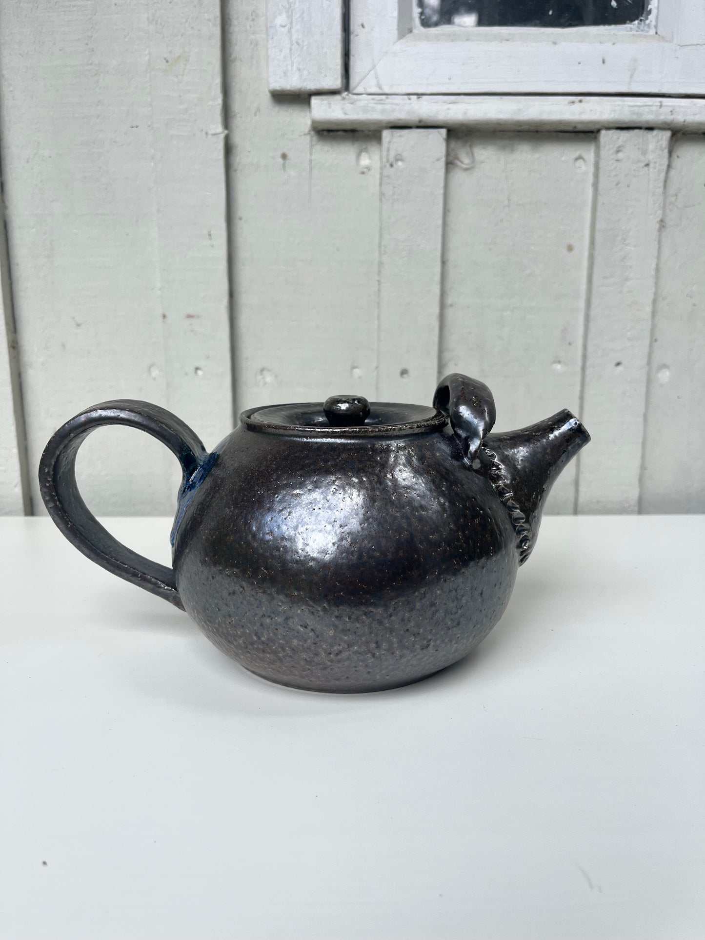 Salt glazed teapot - bronze