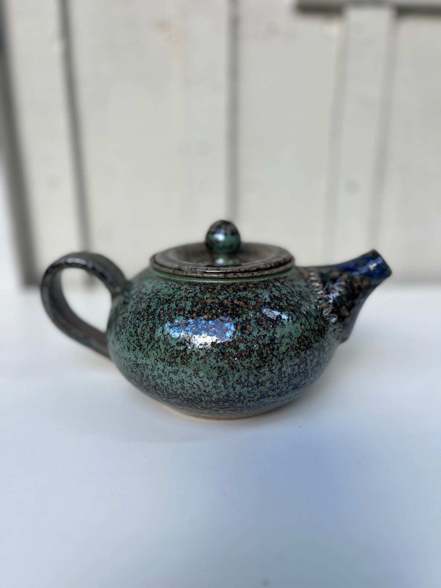 Salt glazed teapot - green