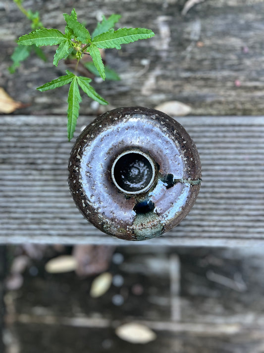 Salt glazed vase - mottled bronze
