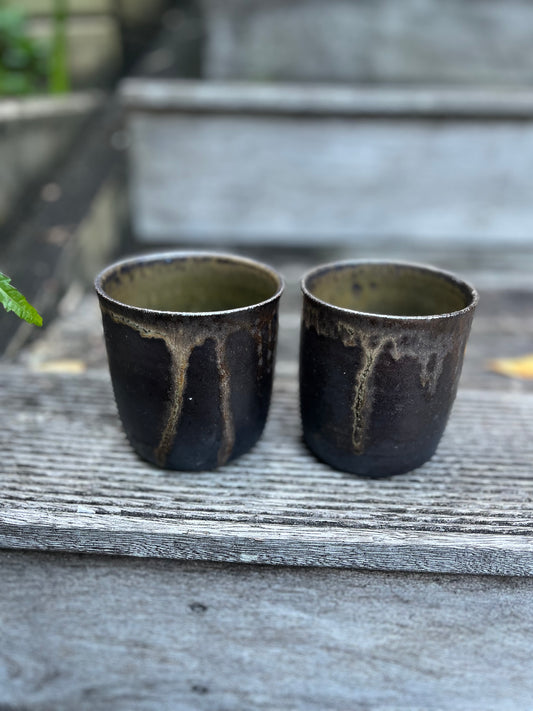 Salt fired tumblers - pair