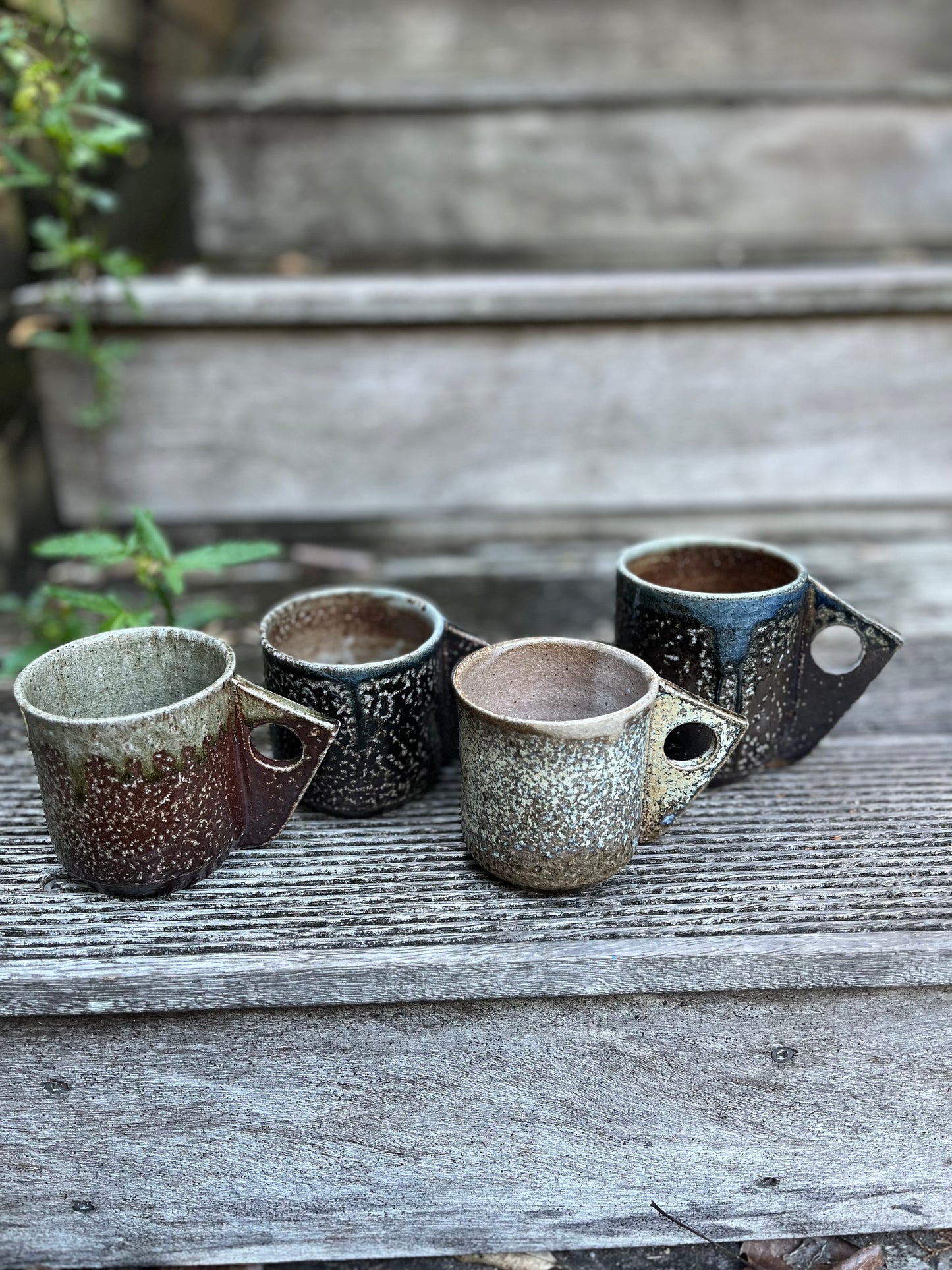 Salt glazed mug - bronze blue
