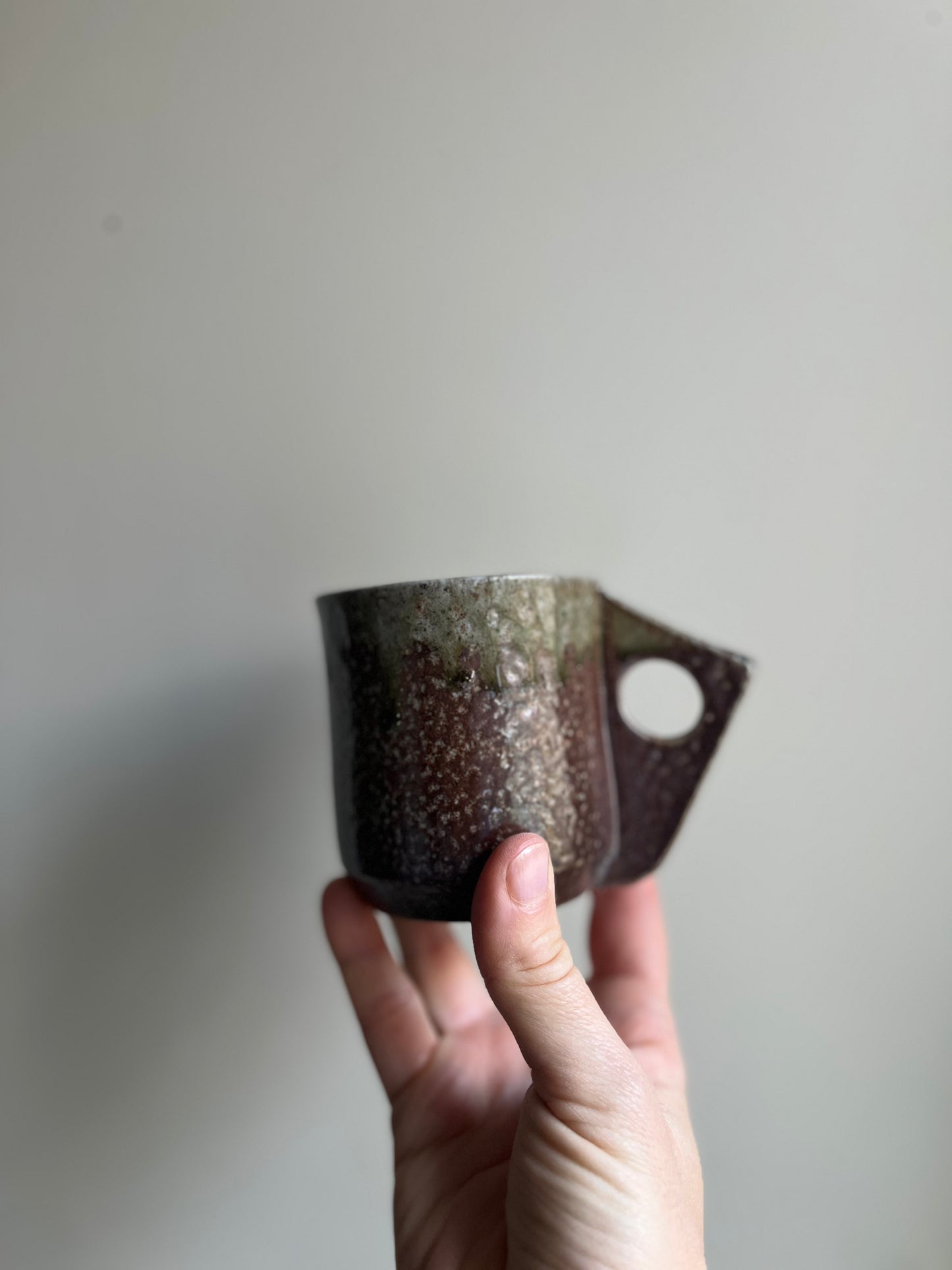 Salt glazed mug - bronze green