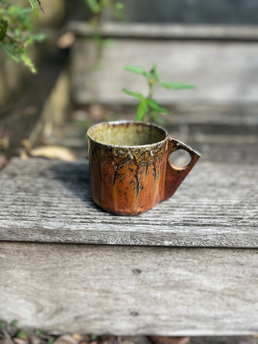 Salt glazed mug - burnt orange