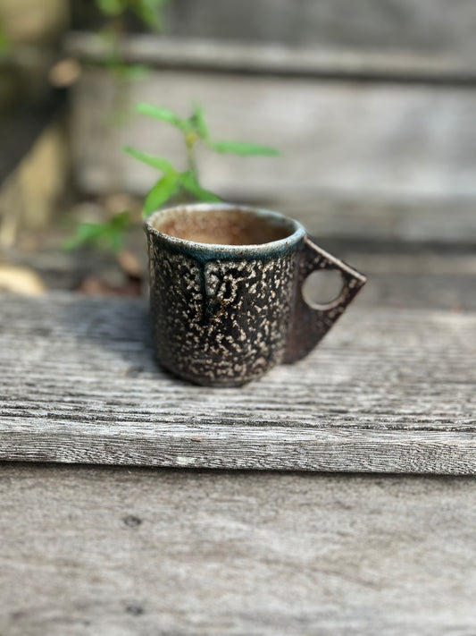 Salt glazed mug - mottled bronze