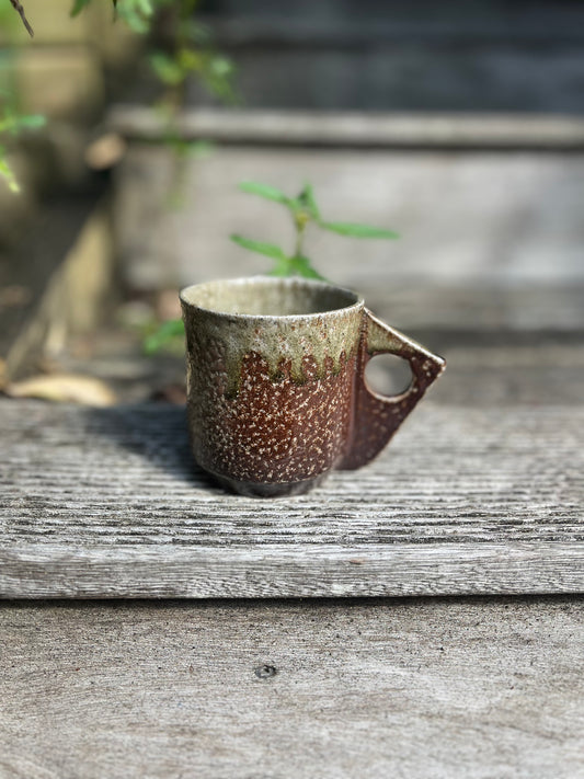 Salt glazed mug - bronze green