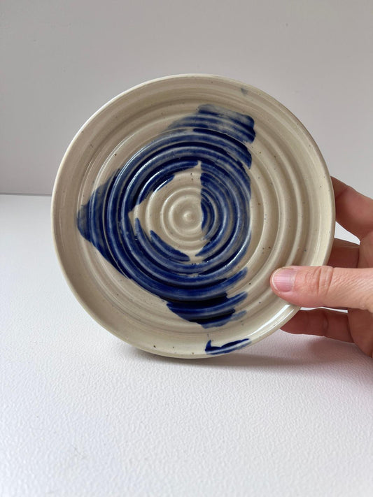 Carved dish | cobalt