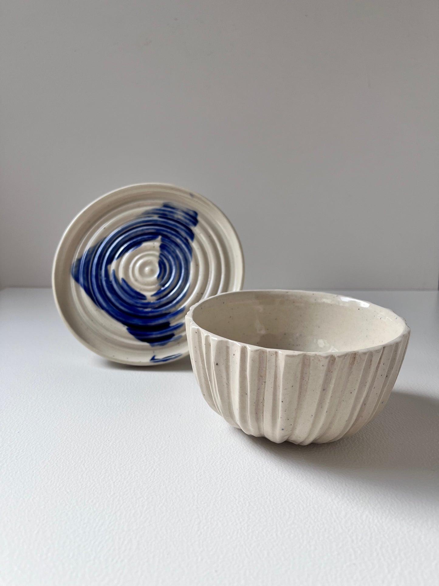 Carved dish | cobalt